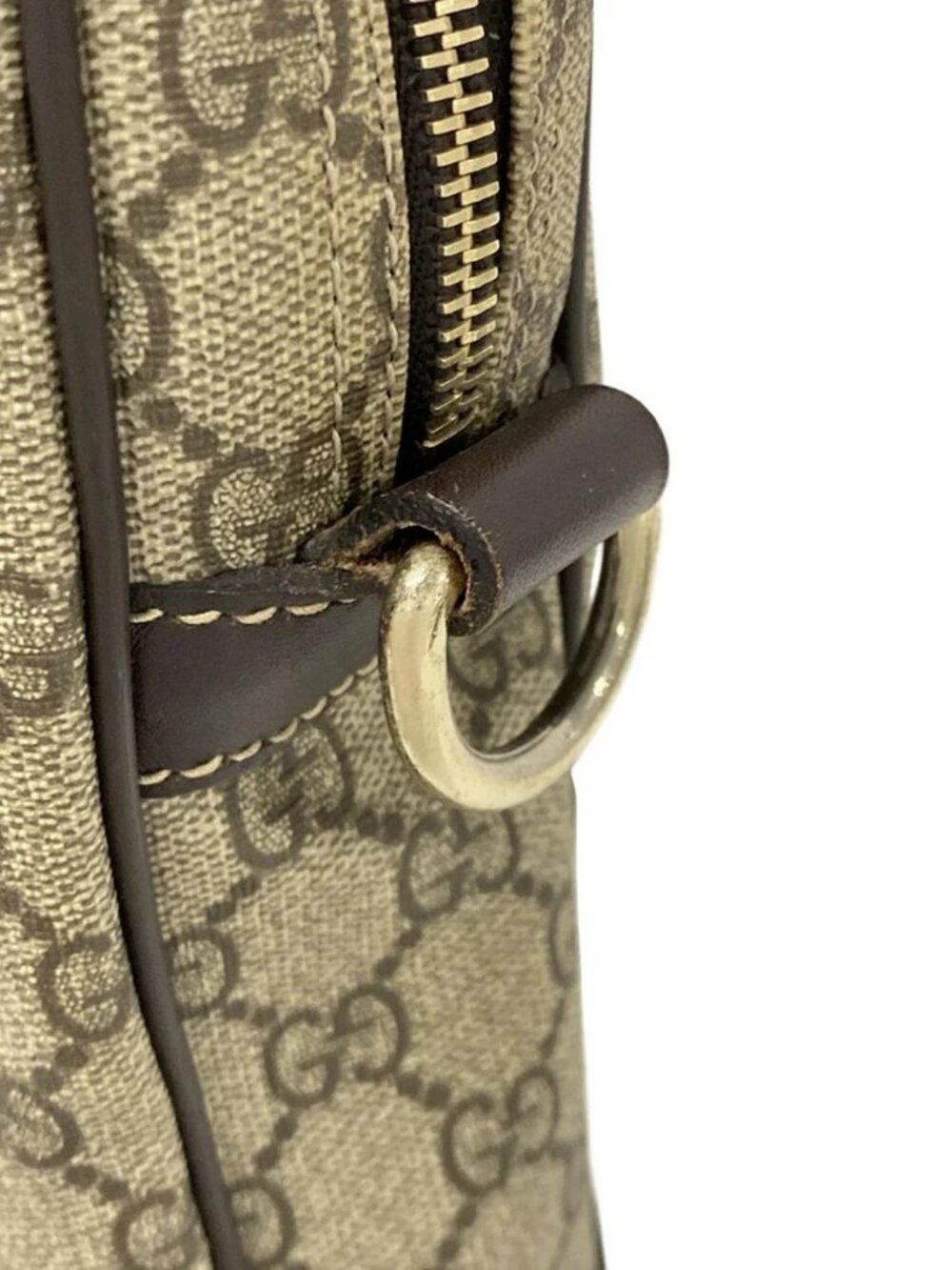 GUCCI GG Plus/GG Supreme 201480 Beige Ebony Dark Brown PVC Leather Business Bag - Picture 15 of 15